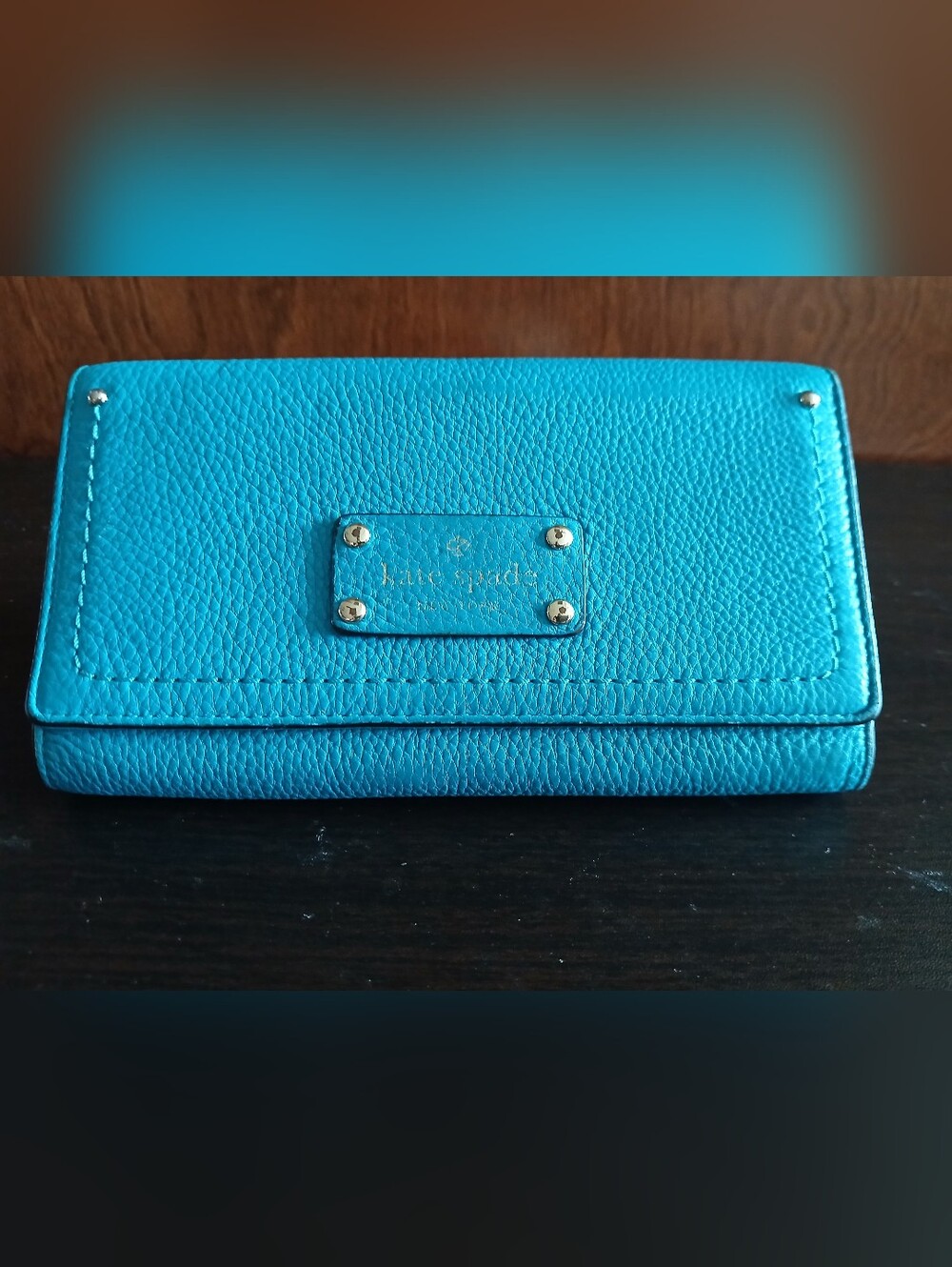 NWOT/ KATE SPADE turquoise leather long wallet